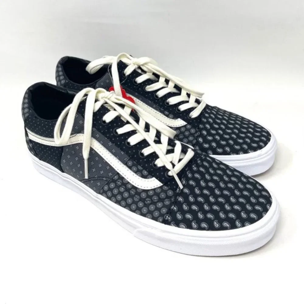 Vans Old Skool Black Womens Size Low Top Skateboarding White Canvas VN0A3WKT9XJ